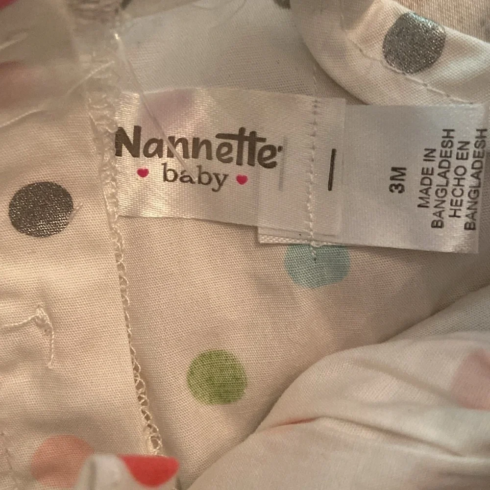 Nannette Romper Onesie Floral And Polka Dot 100%Cotton 2 Piece Bundle 3 Months